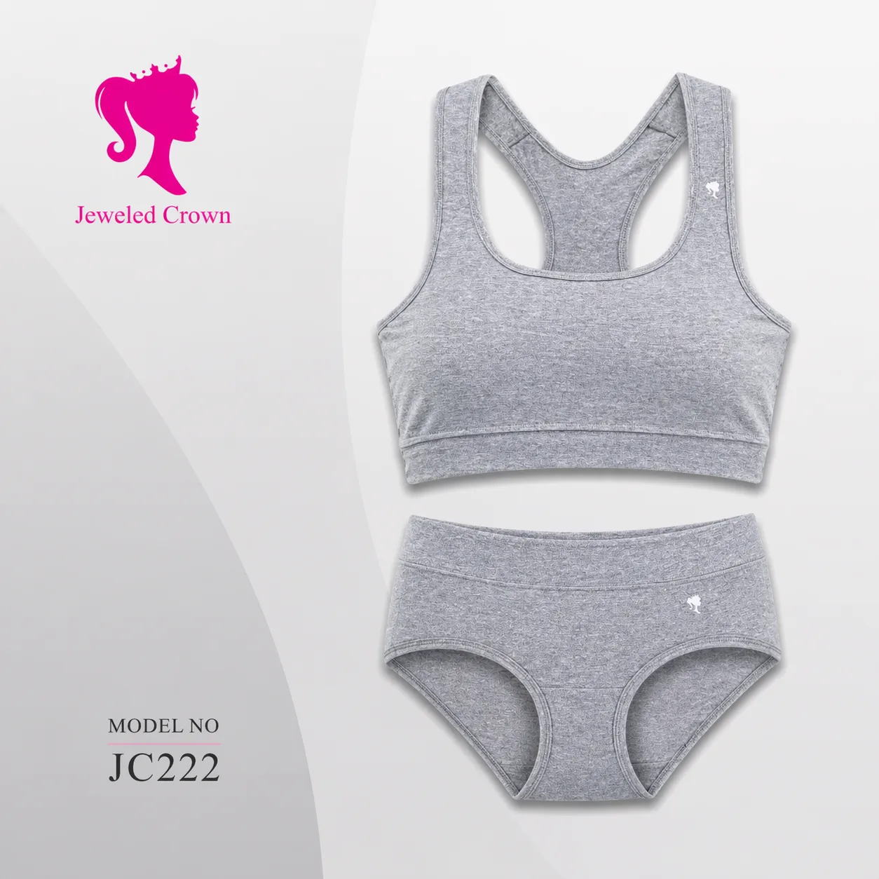 Wide strap bra set with underwear Grey