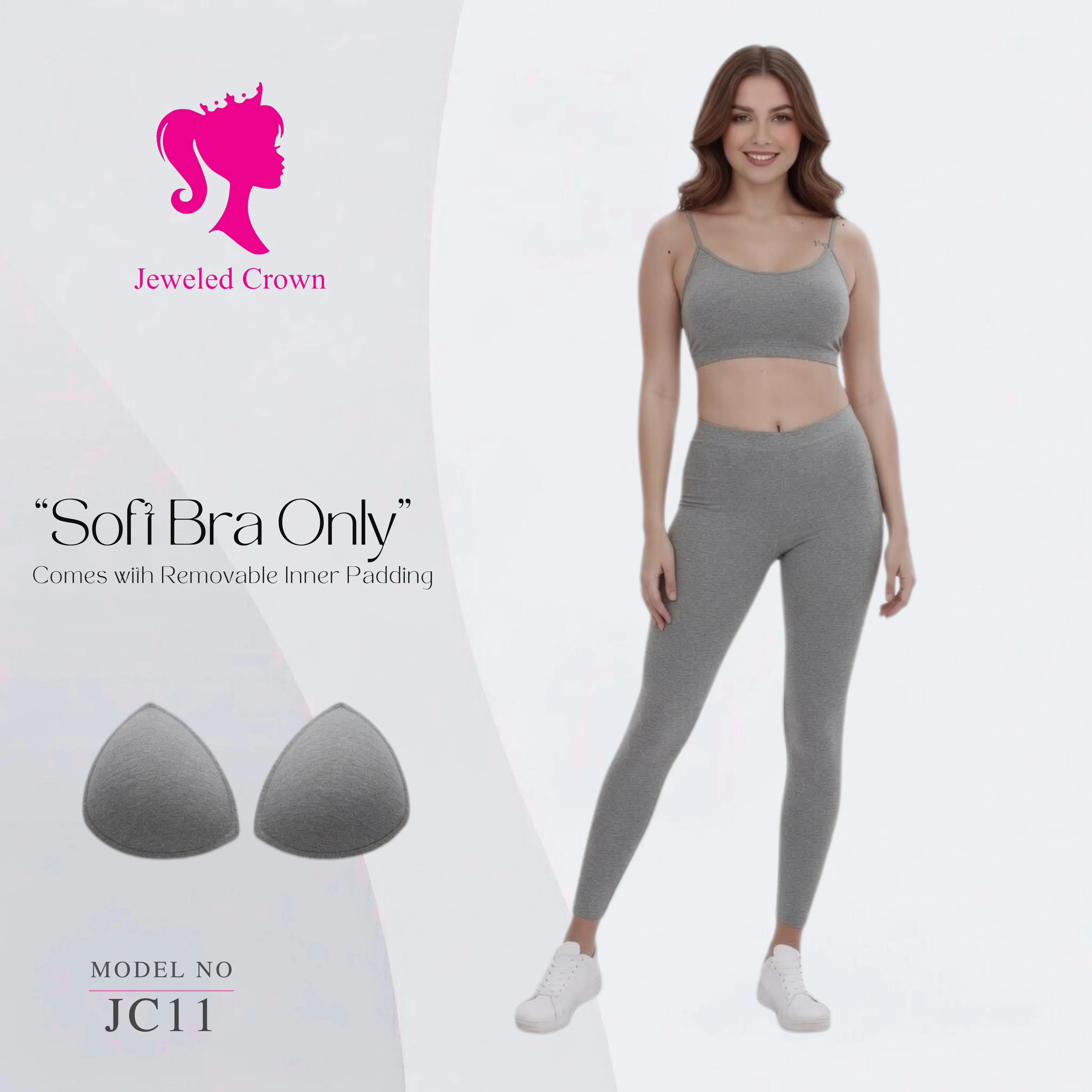 Soft Bra with Removable Padding Grey